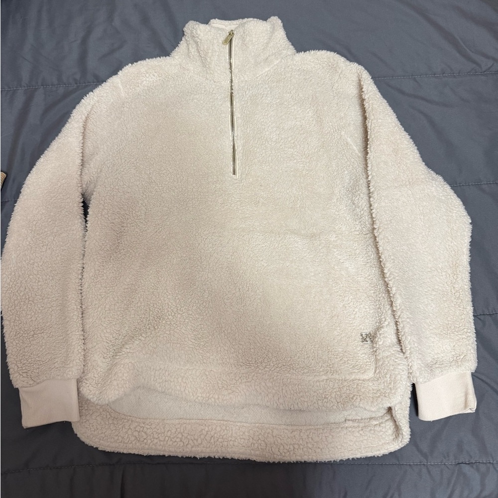 Calvin Klein White Sherpa Quarter Zip
